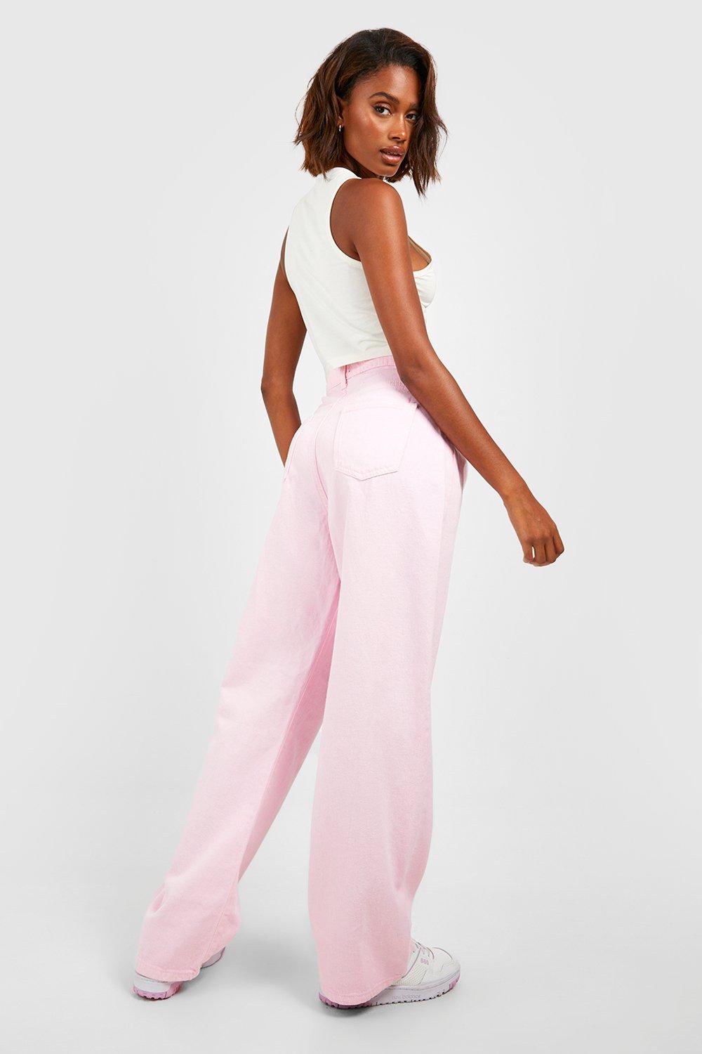 Pink high waisted deals pants